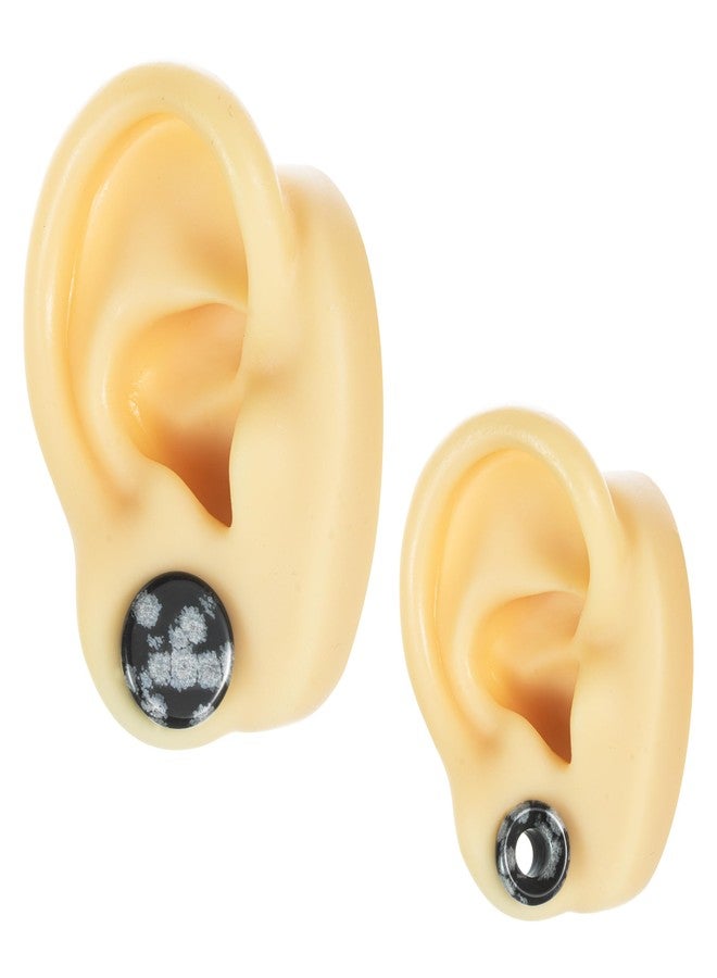 BAOSUOX Snowflake Stone Gauges (00G-1"), 4 Pack Plugs & Tunnels Set, Glossy Gray Vein Body Jewelry (Gauge=9/16"(14mm)) - Image 5